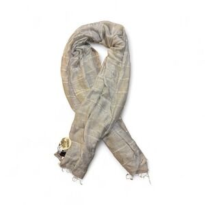 Marquet Fair Trade Silk Linen Shawl Scarf Silver Grey Hand Woven Vietnam BMS